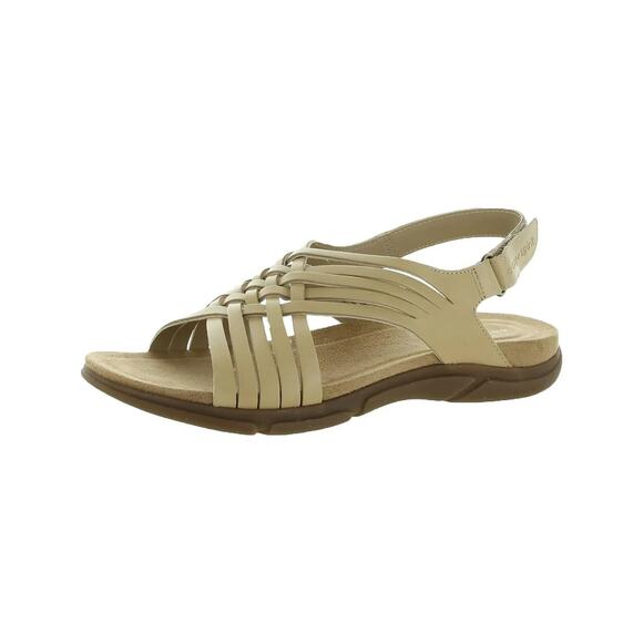 Easy Spirit Women's Mar Leather Slingback Flat Sandals, Natural Size 11M - Picture 1 of 3